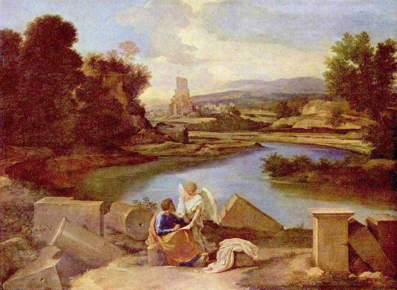 Nicolas Poussin Landschaft mit dem Hl. Matthaus France oil painting art